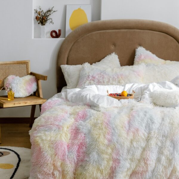 Long hair duvet cover set 150 200cm RU family bedding warm fleece grey blanket cover bedclothes