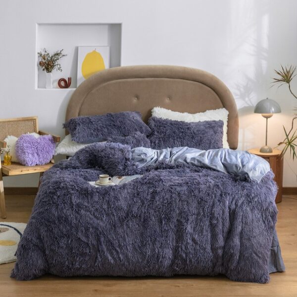Langt hår dynetrekk sett 150 200cm RU familie sengetøy varm fleece grå teppe sengetøy 9.jpg 640x640 9
