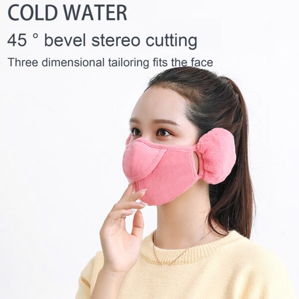 Manlju Froulju Winter twa yn ien earmhoffen Warm masker Stofbestindich Kâld bewiis Riden earmuff 2