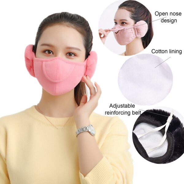 Manlju Froulju Winter twa yn ien earmhoffen Warm masker Stofbestindich Kâld bewiis Riden earmuff 3