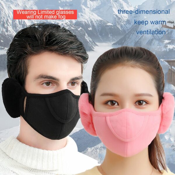 Manlju Froulju Winter Twa yn ien earmhoffen Waarm masker Stofbestindich Kâld bewiis Riden earmuff