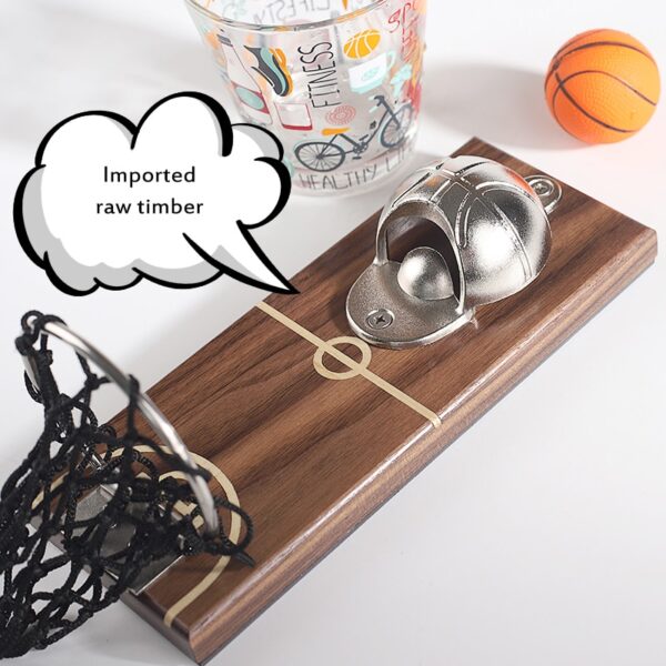 Multifunction Bottle Opener Wall Mount Basketball Opener Embedded Solid Wood Fridge Magnet Kitchen Tools Can Wine 2