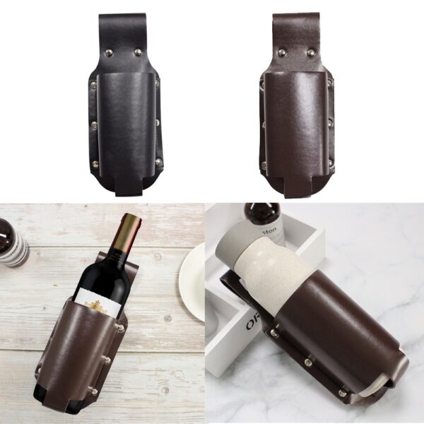 New 1pc Holster Portable Bottle Waist Beer Belt Bag Handy PU Leather Wine Bottles Beverage Can 4