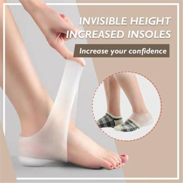 Silikone usynlige indvendige højde indlægssåler løfte øge sokker udendørs fodbeskyttelsespude mænd kvinder hælpude 1