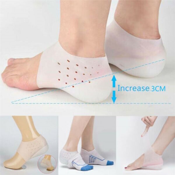 Silikoni näkymätön sisäkorkeus pohjalliset nostaminen lisää sukkia ulkona jalkojen suojalevy miesten naisten kantapää tyyny
