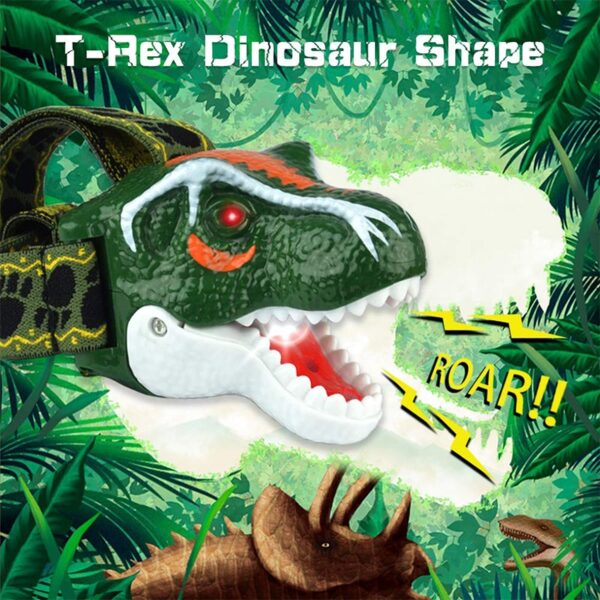 T Rex Dinosaur Headlamp mo nga Tamariki LED Headlight Dinosaur Toy Head Lamp mo nga Tamariki Hopuni Hīkoi 10