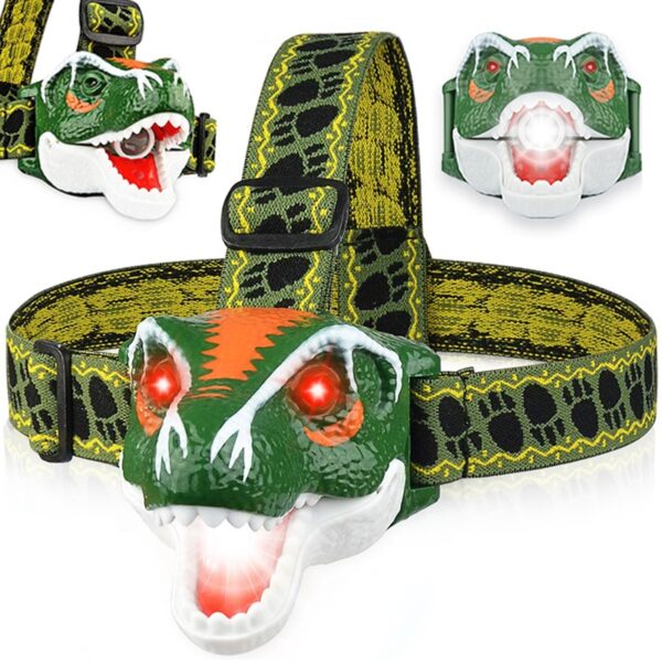 T Rex Dinosaur Headlamp for Kids LED Headlight Dinosaur Toy Head Lamp for Boys Camping Hiking 6