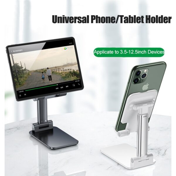 Ունիվերսալ ծալվող հեռախոսի կանգառի աջակցման սեղան Բջջային հեռախոսի սեփականատիրոջ դիրքորոշում iPhone iPad- ի համար կարգավորվող մետաղական աշխատասեղան 2