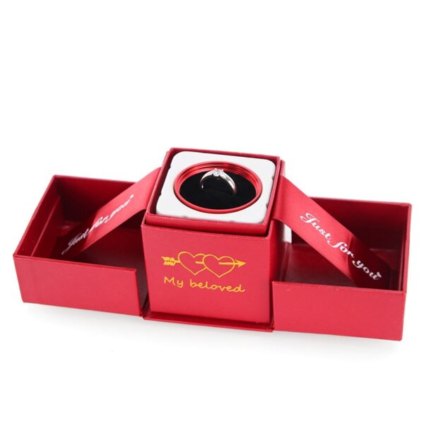 Wedding Rose Ring Boxes Valentine s Day Jewelry Display Storage Case Velvet Lining Fashion Creative Engagement 1