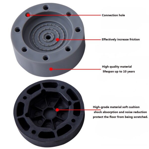 1 2 4Pcs Anti Vibration Noise Reducing Mat Washing Machine PVC Mat Anti Slip Increase Pad 2