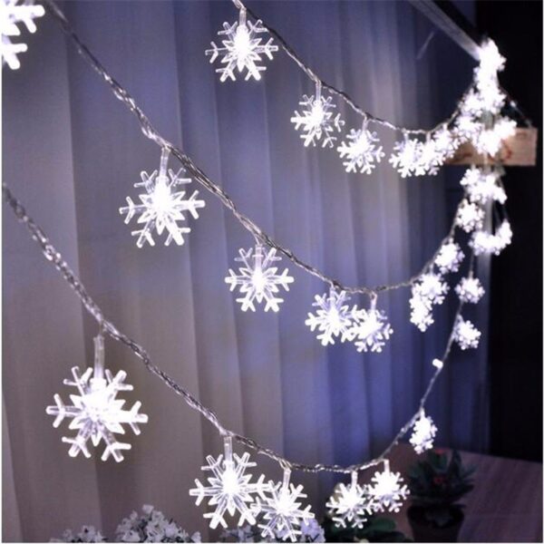 10 20 40 LED Fiocco di neve Stringa luminosa Ghirlande scintillanti Lampada natalizia alimentata a batteria Festa Matrimonio 1