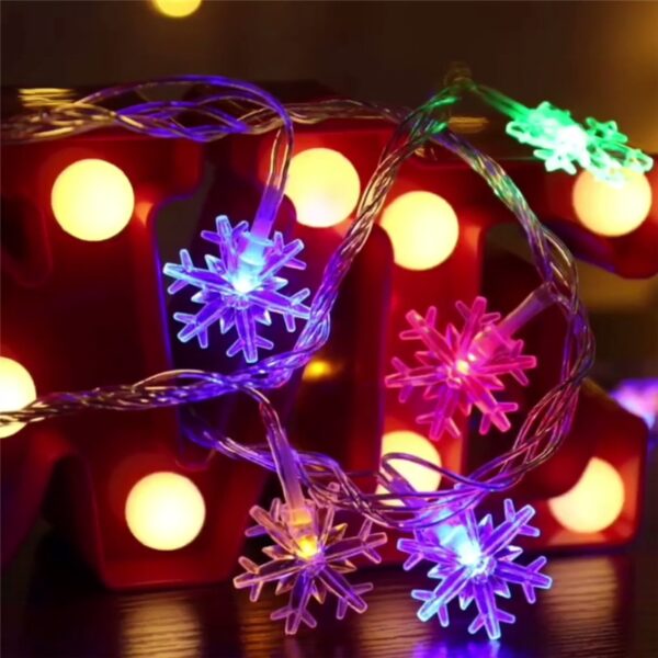 10 20 40 LED Snowflake Light String Twinkle Garlands Battery Powered Christmas Lamp Holiday Party Wedding 2