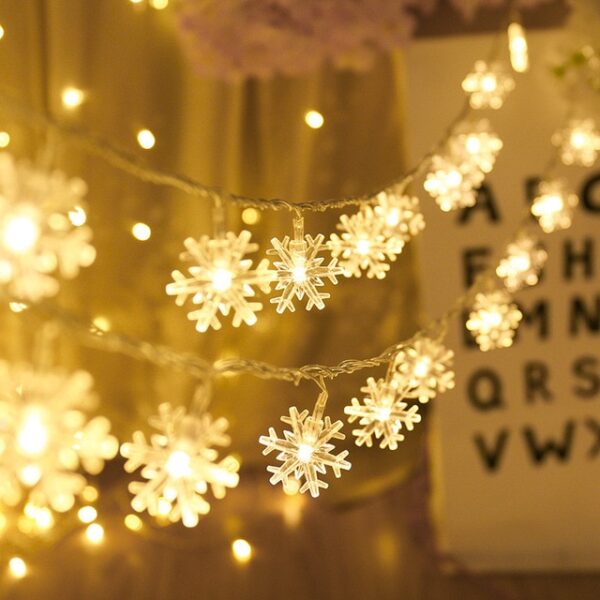 10 20 40 LED Snowflake Light String Twinkle Garlands Battery Powered Christmas Lamp Holiday Party