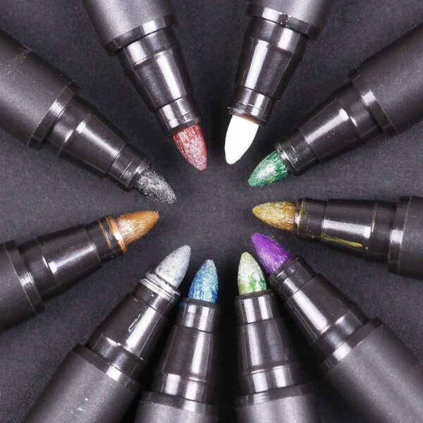 10 Colors Metallic Permanent Water Paint Marker Pen 2mm Line For Birthday Card Ceramic Glass Plastic 1