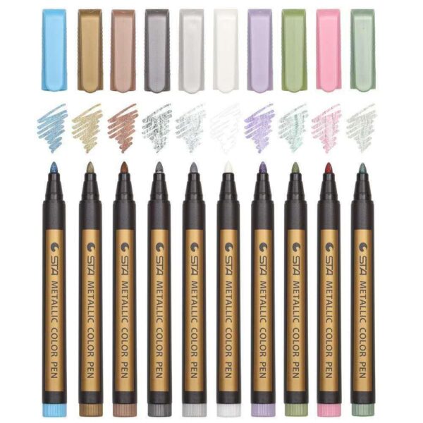 10 Colors Metallic Permanent Water Paint Marker Pen 2mm Line For Birthday Card Ceramic Glass Plastic 3