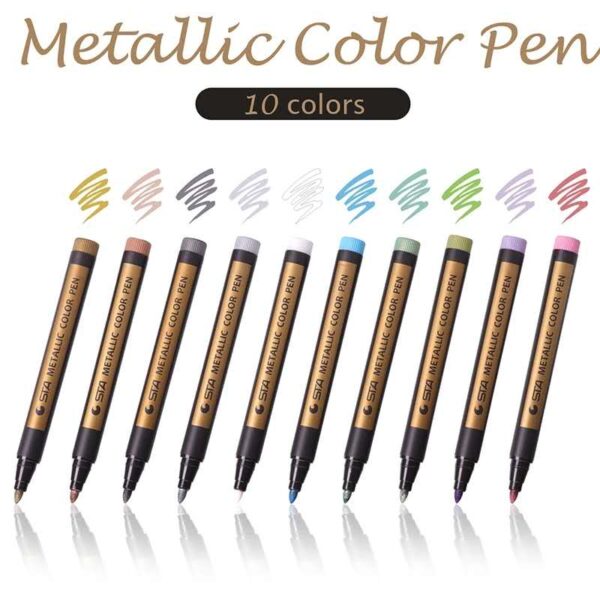 10 Kleuren Metallic Permaninte Wetterferve Marker Pen 2mm Line Foar Jierdei Kaart Ceramic Glass Plastic 4