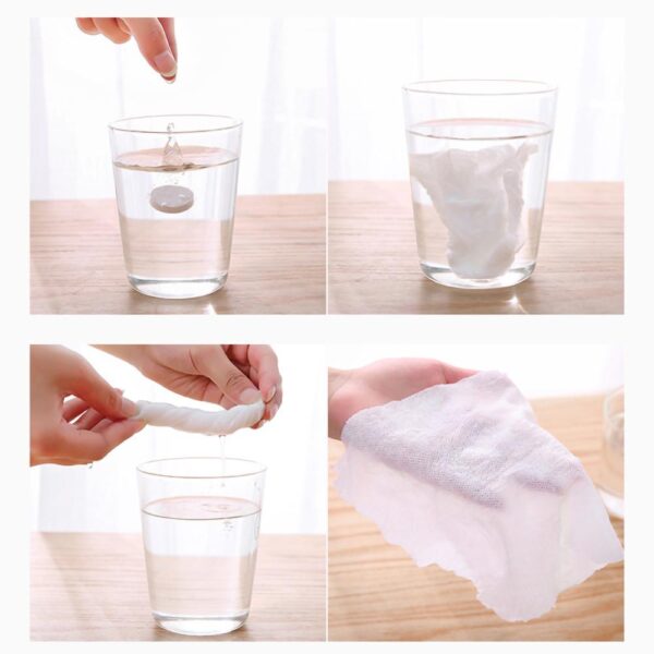 100pcs Disposable Pure Cotton Compressed Portable Travel Face Towel Water Wet Wipe Washcloth Napkin Outdoor Moistened 4