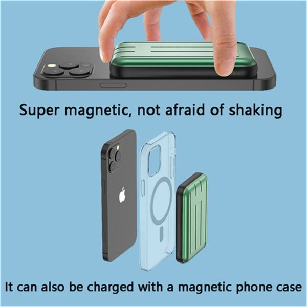 मैगसेफ आईफोन 15 12प्रो मैक्स 12 मिनी अल्ट्रा पतली वायरलेस के लिए 12W चुंबकीय चार्जर पावर बैंक 2