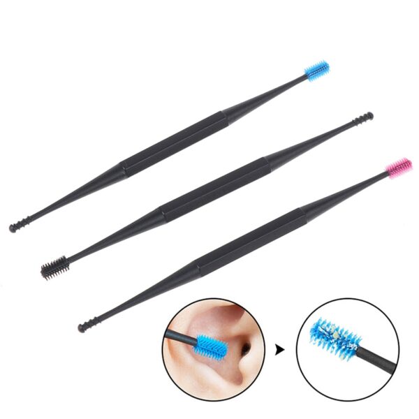 1PCS Double Sided Earpick Soft Silicone Spiral Rotating Ear Wax Cleaner Ears Remover Clean Tool Spiral