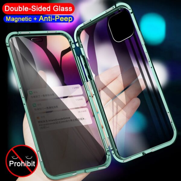 2020 New Anti Peep Magnetic Phone Case For iPhone 11 12 Pro Max Double Sided Glass 4