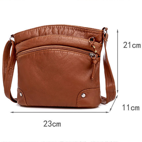 2021 New Soft PU Leather Shoulder Bag Women Retro Messenger Bag Double Zipper Female Crossbody Bag