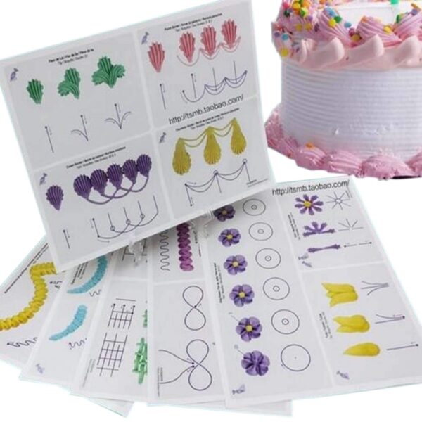 23pcs set Teimpléad Cleachtais Greamaigh Fondant Maisiú císte Icing Píobáil Cleachtais DIY Bord Líníochta Páipéar Teimpléad 1