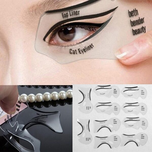 2Pcs Eyeliner Stencils Winged Eyeliner Stencil Models Template Shaping Tools Eyebrows Template Card Eye Shadow Makeup 1