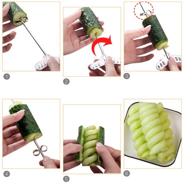 2Pcs set Potato Spiral Cutter Manual Spiral Screw Slicer Potato Vegetable Cutting Device Practical Grater Kitchen 4