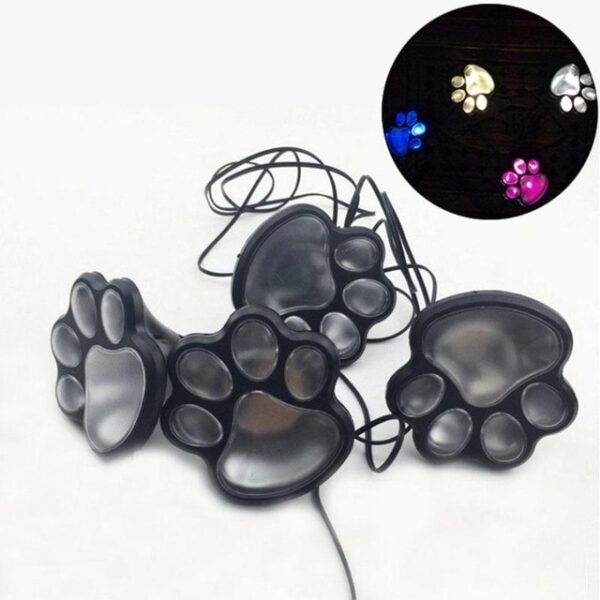 4 Solar Cat Animal Paw Print Ljochten Tún Bûten Lantearne LED Path Lamp Path Dekoratyf