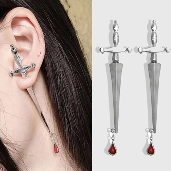 Blood Sworn Dagger Stud Earrings Fashionable Durable for Women Girls Earrings
