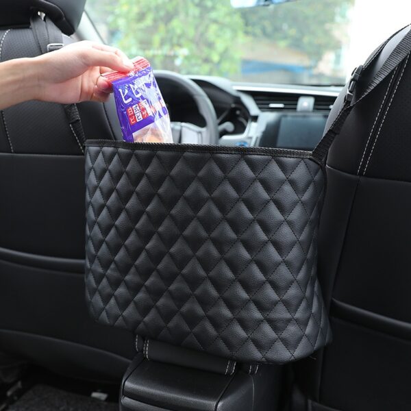 Car Seat Storage Net Pocket Storage Auto Leather Interior Organizer Box Car Universal Hanging Store And 2