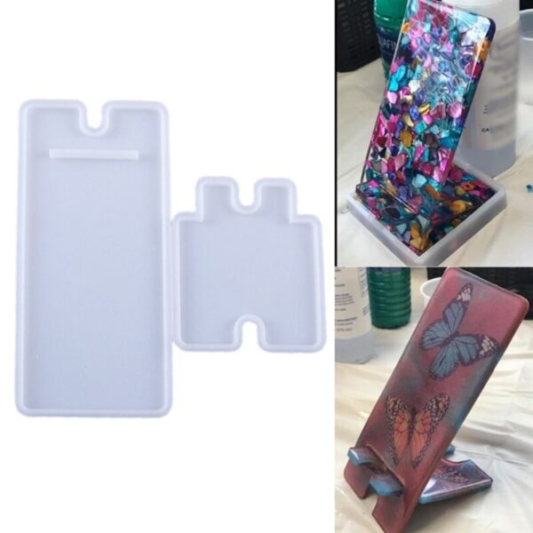 Cellphone Bracket Holder Crystal Epoxy Resin Mold Handmade Mobile Phone Stand Silicone Mould DIY Crafts Making 4