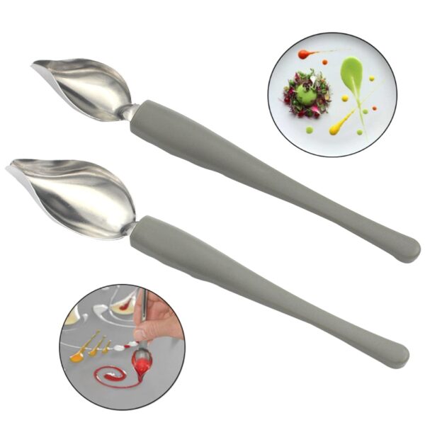 Chef Decoration Pencil Anti slip Accessories Draw Tools Stainless Steel Portable Mini Sauce Painting Coffee Spoon