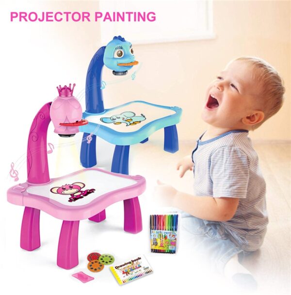 Zarokên Led Projector Art Drawing Mase Kids Painting Board Desk Led Projector Painting Drawing Table Toys 1