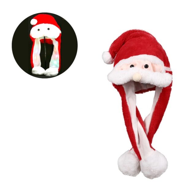 Christmas Hats Led Light Moving Ears Cute Deer Toy Hat Airbag Santa Claus Cap Xmas