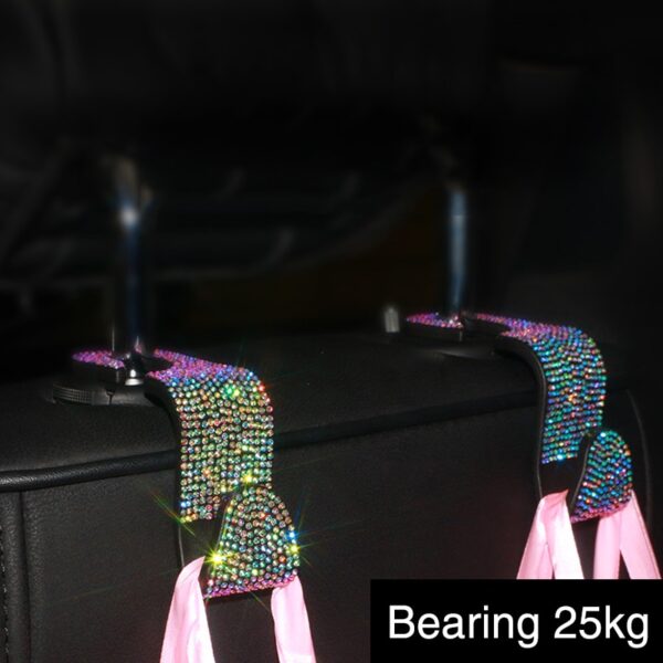 Creative Car Seat Back Hook Diamond Rhinestones Hanger Auto Headrest Objects Support Universal Mount Clips Bling 1