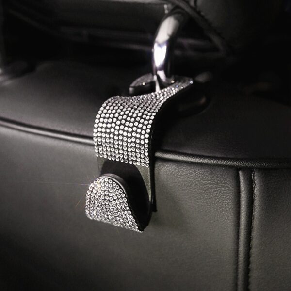 Creative Car Seat Back Hook Diamond Rhinestones Hanger Auto Headrest Objects Support Universal Mount Clips Bling 4
