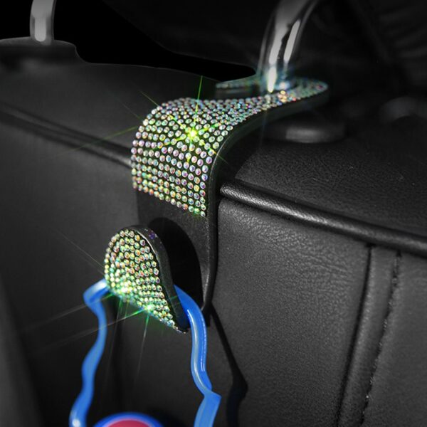 Creative Car Seat Back Hook Diamond Rhinestones Hanger Auto Headrest Objects Support Universal Mount Clips Bling 5