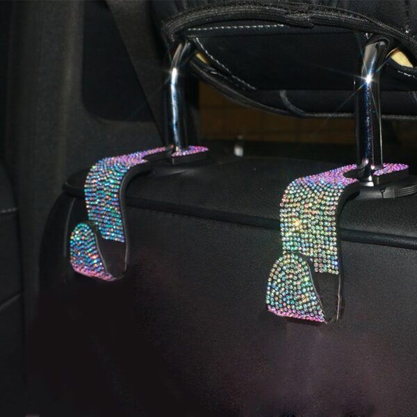 Creative Car Seat Back Hook Diamond Rhinestones Hanger Auto Headrest Objects Support Universal Mount Clips Bling