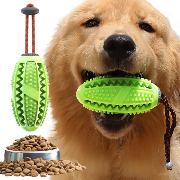 Куче Интерактивна играчка од сива играчки од гумени топчиња кученце диспензерот за храна, топче, отпорно на каснување, чисти заби, топчиња за играње миленичиња