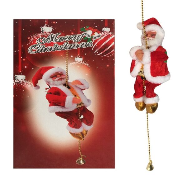 Electric Music Climbing Ladder Santa Claus Christmas Figurine Ornament Climb Up The Beads And Go