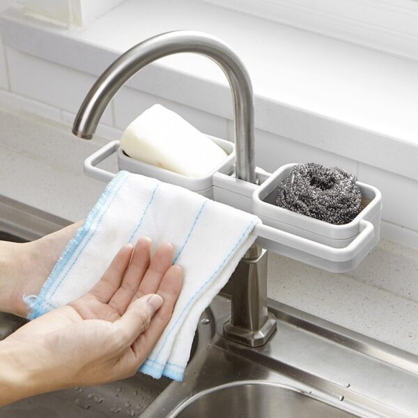 Faucet Drain Storage Rack Kitchen Sink Dish Cloth Sponge Holder Rack Bathroom Towel Soap Storage Box 1