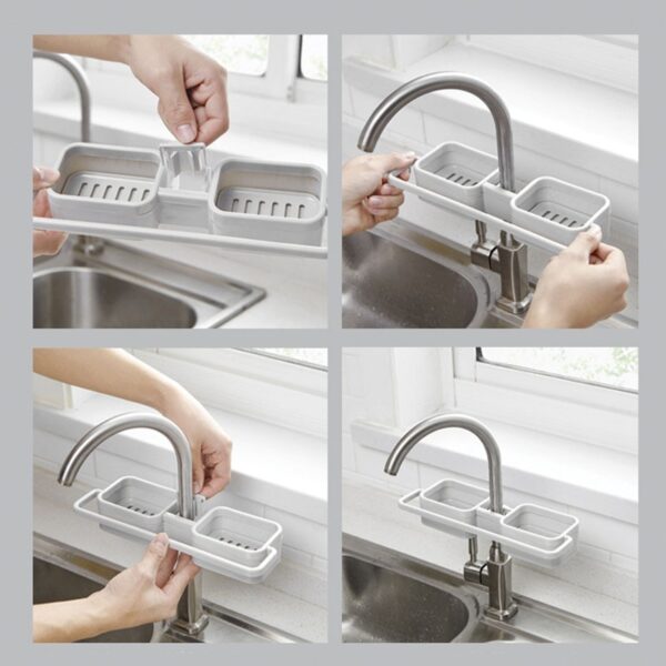 Faucet Drain Storage Rack Kitchen Sink Dish Cloth Sponge Holder Rack Bathroom Towel Soap Storage Box 4