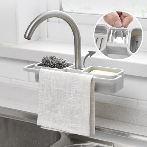 Faucet Drain Storage Rack Kitchen Sink Dish Cloth Sponge Holder Rack Bathroom Towel Soap Storage