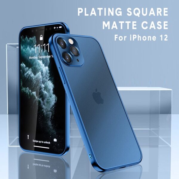 iPhone 12 11 Pro Max Mini X XR 1 용 럭셔리 스퀘어 프레임 도금 클리어 폰 케이스