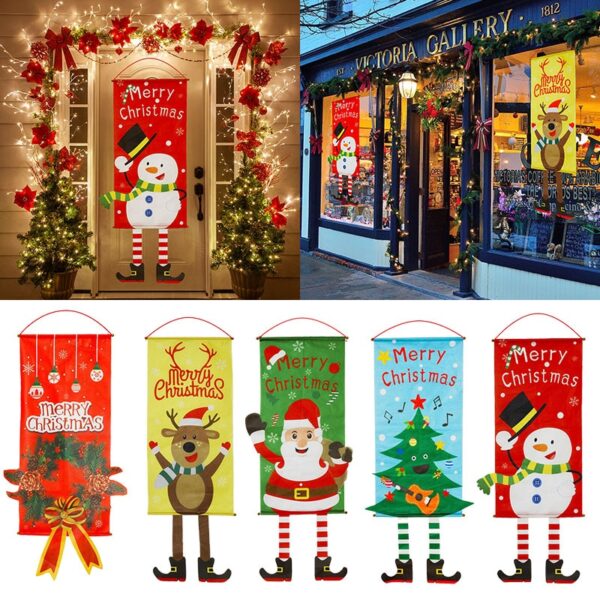 Merry Christmas Porch Door Banner Hanging Ornament Christmas Decoration For Home Xmas Navidad 2020 Happy New