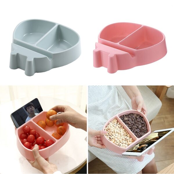 Modern Living Room Creative Shape Lazy Snack Bowl Plastic Double Layers Storage Box Phone Holder Fruit 3