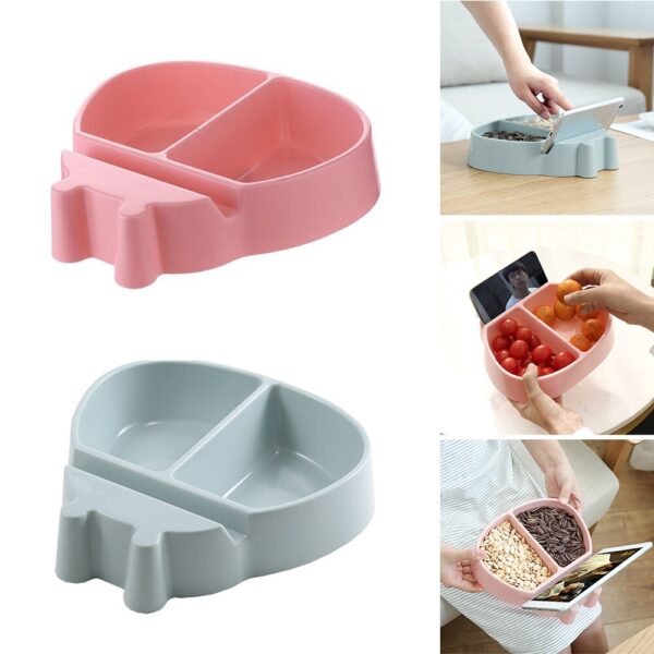 Modern Living Room Creative Shape Lazy Snack Bowl Plastic Double Layers Storage Box Phone Holder Fruit 4