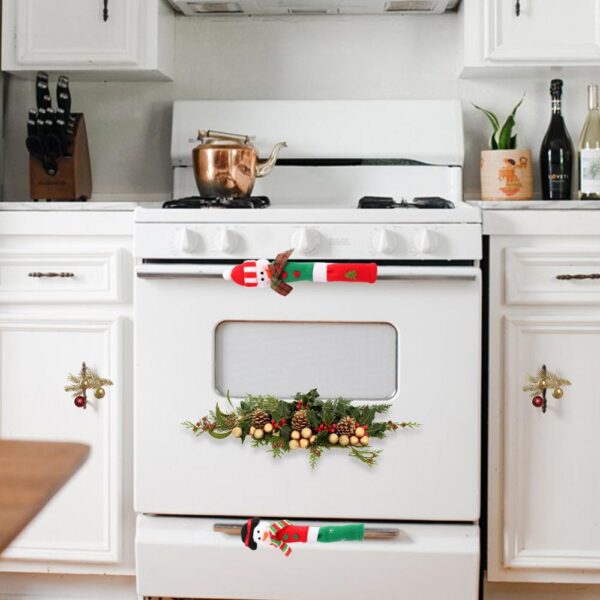 OurWarm 3 pezzi Copri maniglia per frigorifero Natale Forno a microonde Lavastoviglie Copri maniglia Decorazioni natalizie per la casa 3