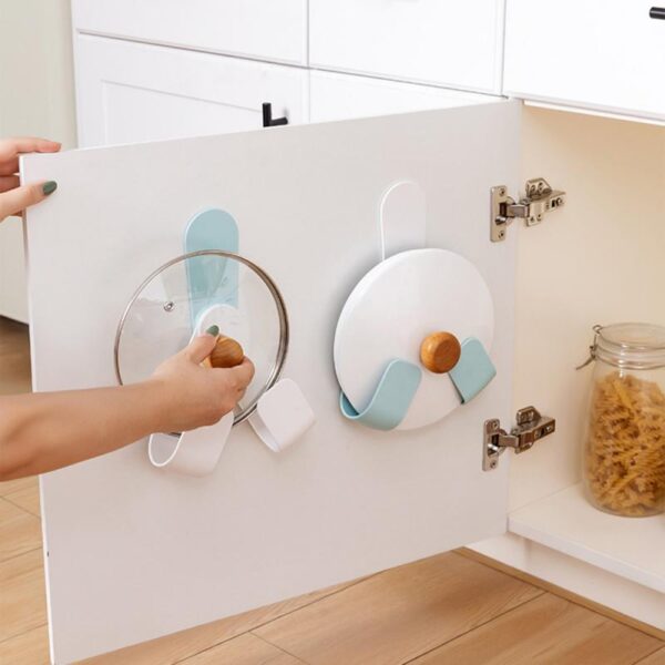 Punch free Spin Kitchen Home Pot Pan Cover Shell Cover Sucker Tool Bracket Storage Rack Organizer